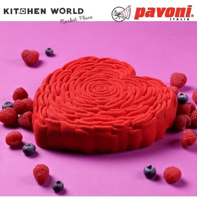 พิมพ์อบเค้กซิลิโคนหัวใจกุหลาบ PAVONI BW1085-086 ขนาด 1,000 มล. สีดำ_9
